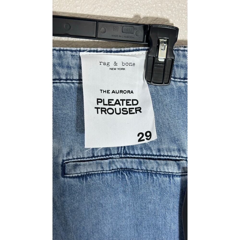 rag & bone Aurora Pleated Trouser Denim Winwood Size 29 Wide Leg Light Wash - Picture 7 of 10